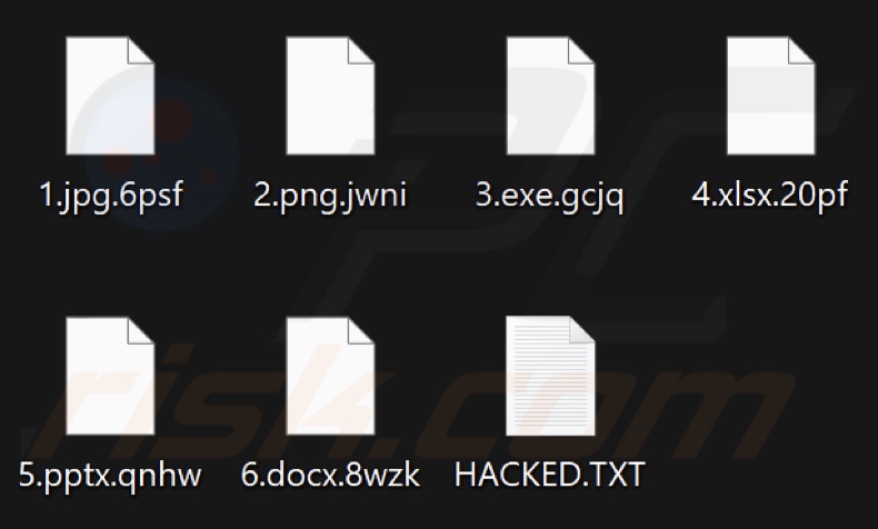 Pliki zaszyfrowane przez ransomware Mad Cat (rozszerzenie składające się z czterech losowych znaków)