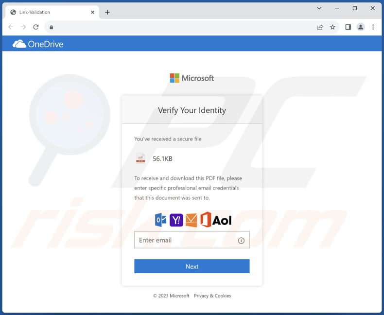 Witryna phishingowa promowana poprzez kampanię phishingową You Have eFax Message