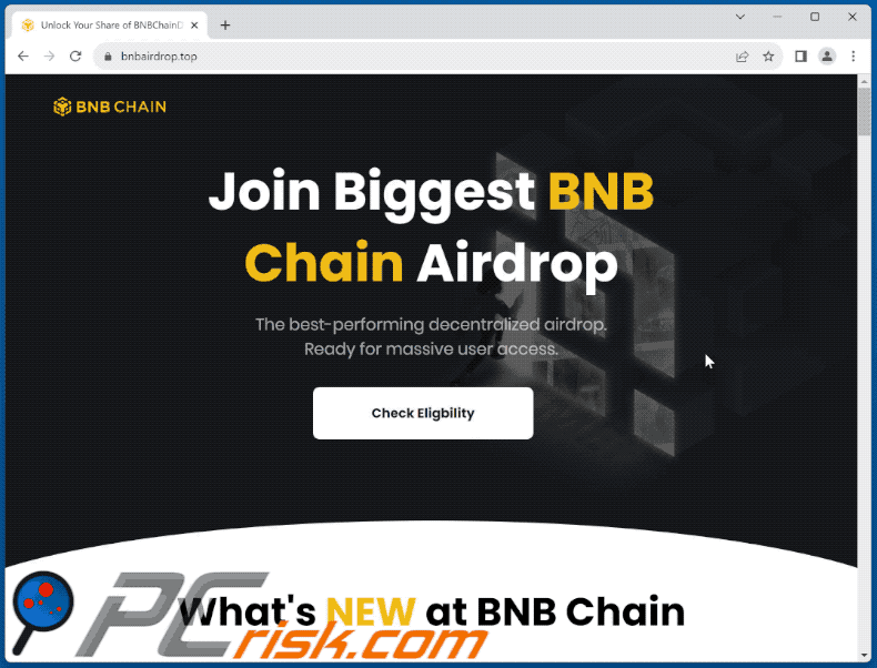 Wygląd oszustwa BNB Chain Airdrop (GIF)