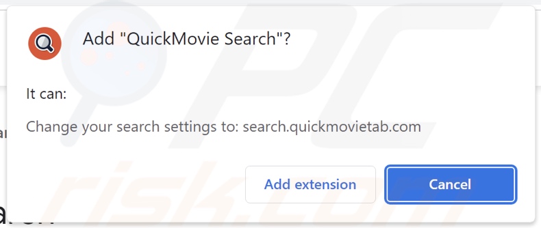 Porywacz przeglądarki QuickMovie Search proszący o pozwolenia