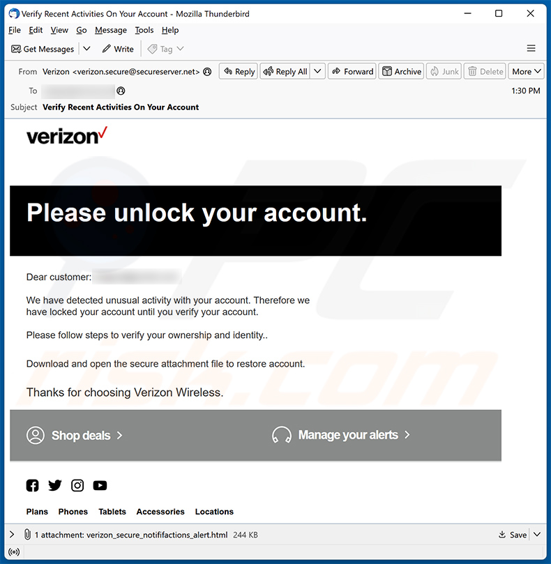 E-mail spamowy Verizon (2023-11-09)