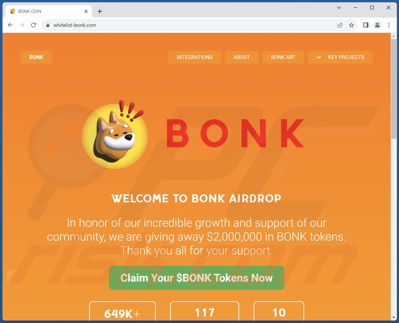 Oszustwo Bonk Coin Airdrop Giveaway