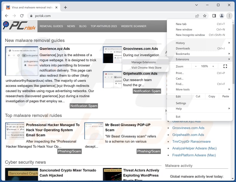 Usuwanie malware DataEngine z Google Chrome krok 1