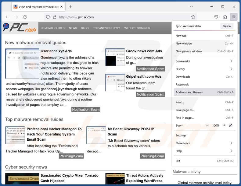 Usuwanie malware DataEngine z Mozilla Firefox krok 1