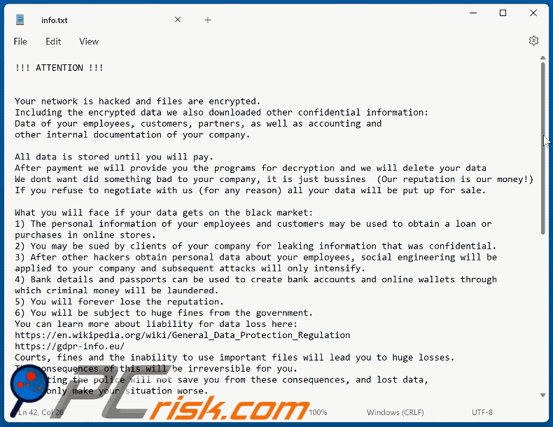 Plik tekstowy ransomware GrafGrafel (info.txt) GIF