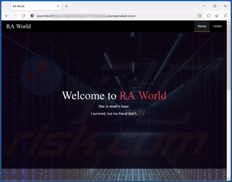 Oficjalna witryna ransomware RA World