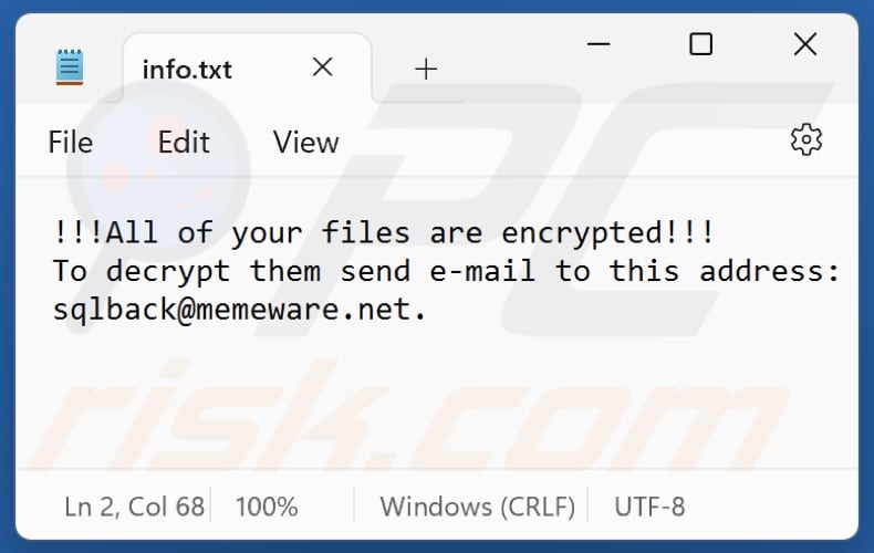 Plik tekstowy ransomware 2700 (info.txt)