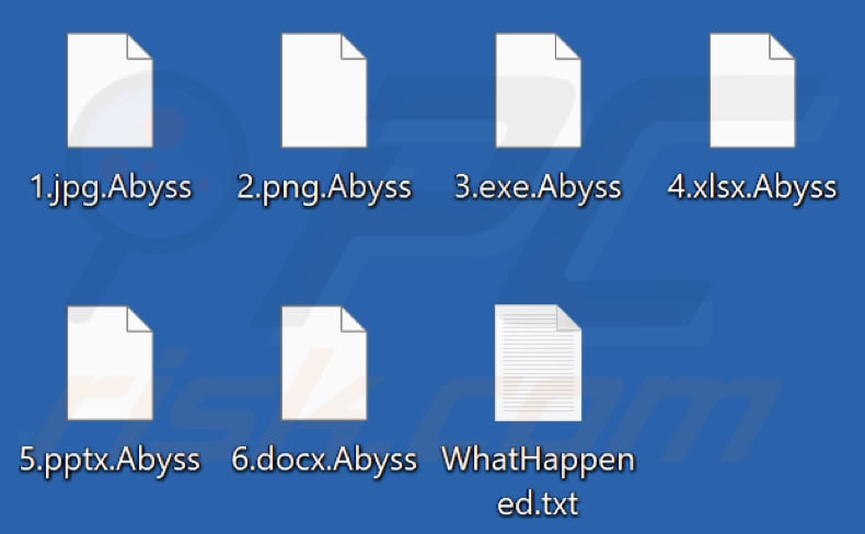 Pliki zaszyfrowane przez ransomware Abyss (rozszerzenie .Abyss)