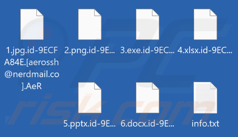 Pliki zaszyfrowane przez ransomware AeR (rozszerzenie .AeR)