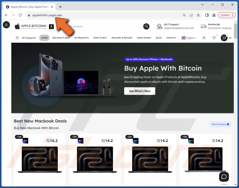 Oszustwo Buy Apple Products With Bitcoins