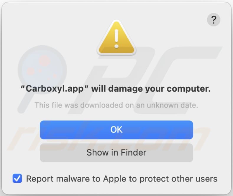Ostrzeżenie adware Carboxyl.app