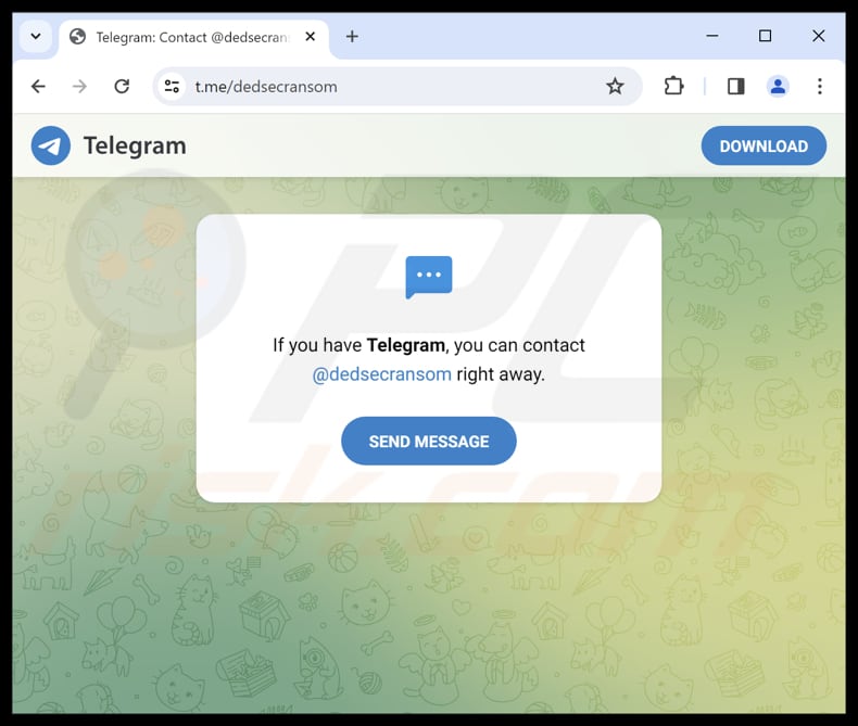 kontakt ransomware Dedsec poprzez Telegram
