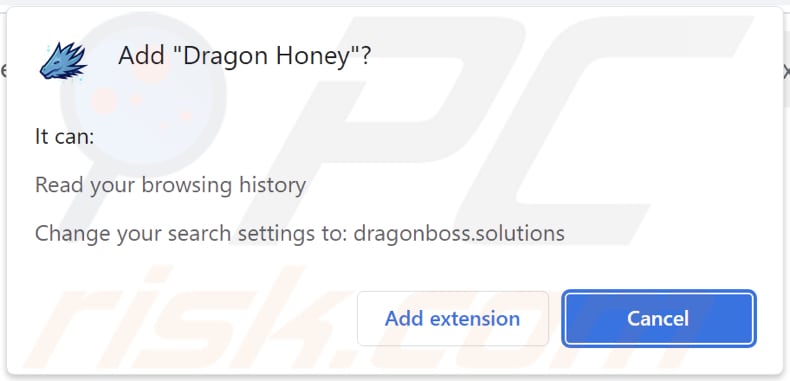 Porywacz przeglądarki Dragon Honey proszący o pozwolenia