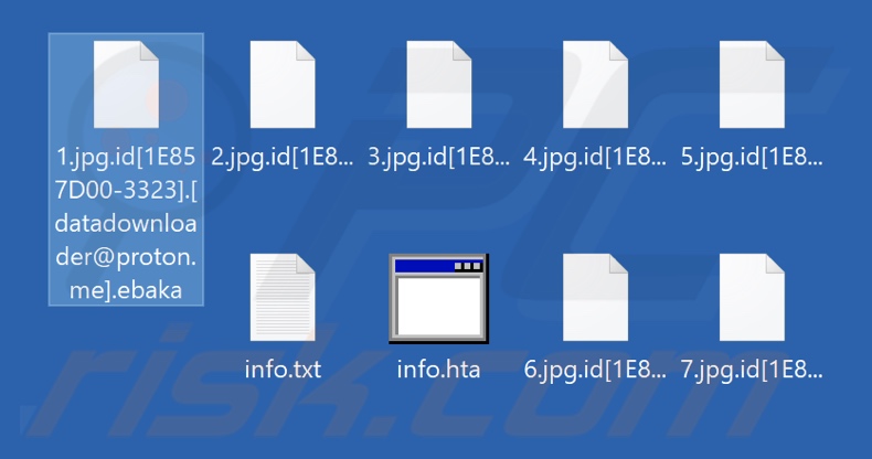 Pliki zaszyfrowane przez ransomware Ebaka (rozszerzenie .ebaka)