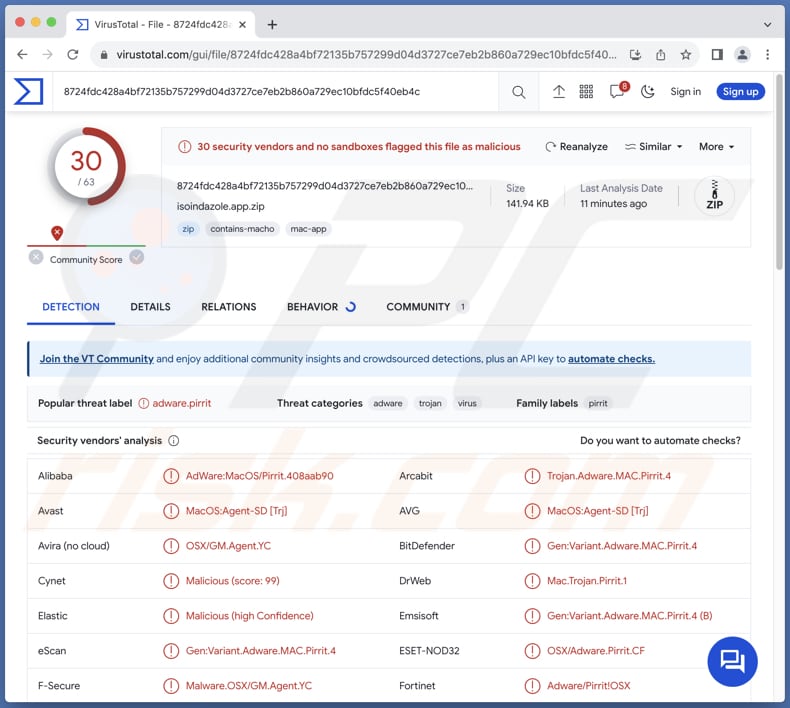 Adware Isoindazole.app