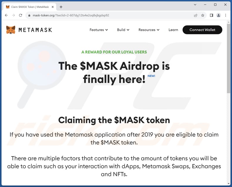 Kolejny wariant oszustwa Mask token airdrop
