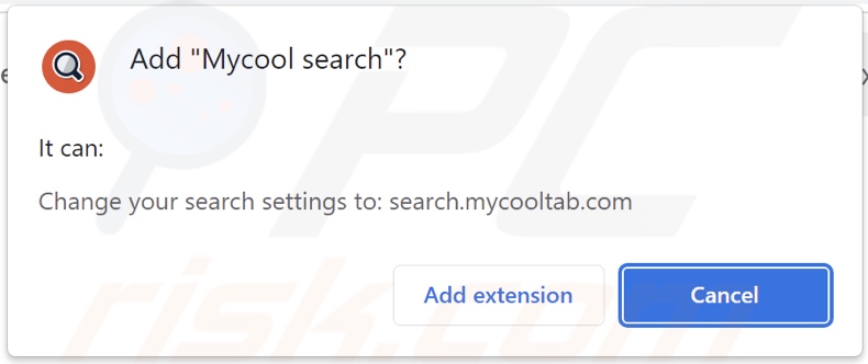 Porywacz przeglądarki Mycool search proszący o pozwolenia