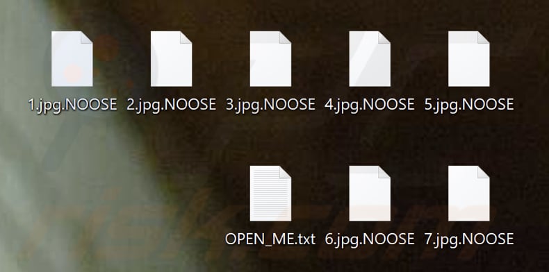 Pliki zaszyfrowane przez ransomware NOOSE (rozszerzenie .NOOSE)