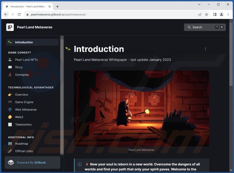 Witryna Pearl Land Metaverse Whitepaper (nowa marka PureLand)