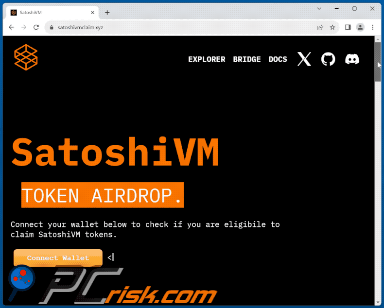 Wygląd oszustwa SatoshiVM Token Airdrop (GIF)