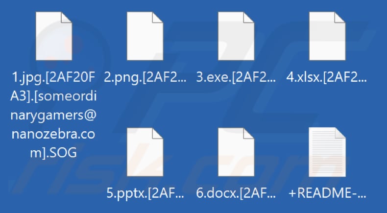 Pliki zaszyfrowane przez ransomware SomeOrdinaryGamers Mutahar (rozszerzenie .SOG)