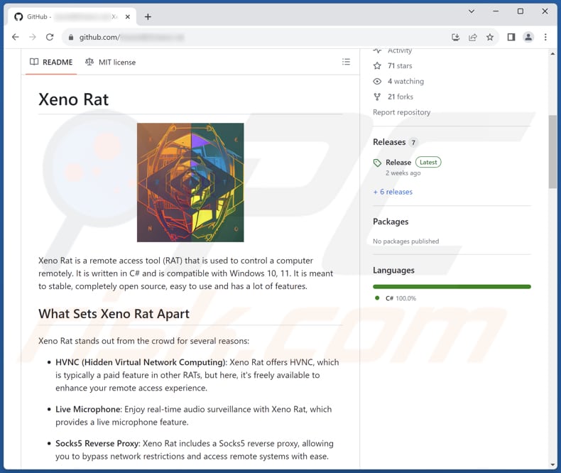 RAT Xeno na GitHub