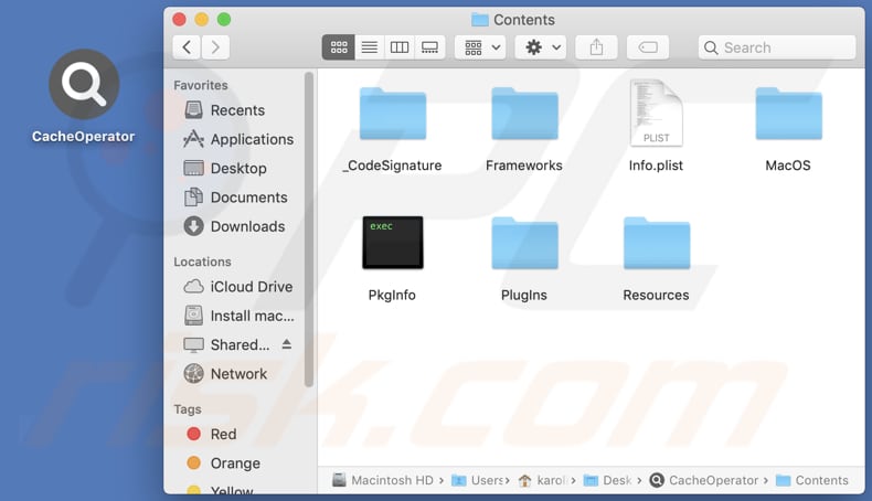 Folder instalacyjny adware CacheOperator