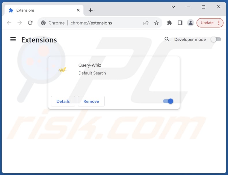 Usuwanie rozszerzeń Google Chrome powiązanych z query-whiz.com