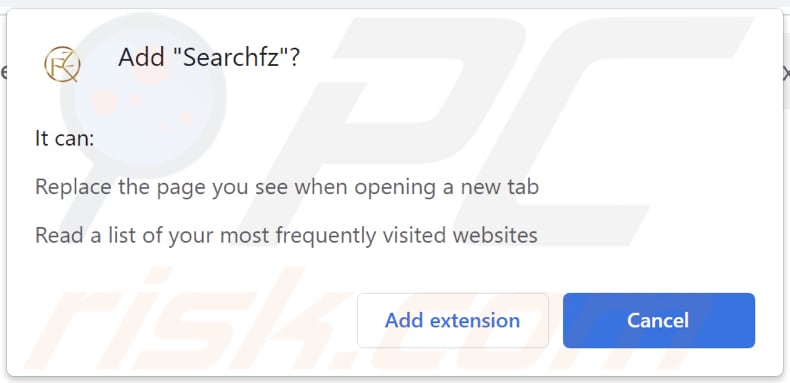 Porywacz przeglądarki Searchfz proszący o pozwolenia