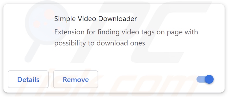 Rozszerzenie adware Simple Video Downloader