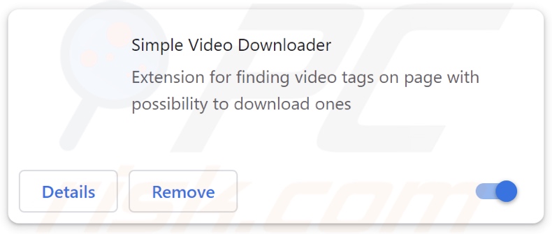Rozszerzenie adware Simple Video Downloader