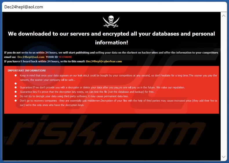 Notatka z żądaniem okupu ransomware SYSDF (pop-up)