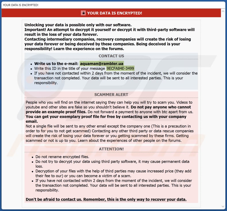 Okno pop-up ransomware Water (info.hta)