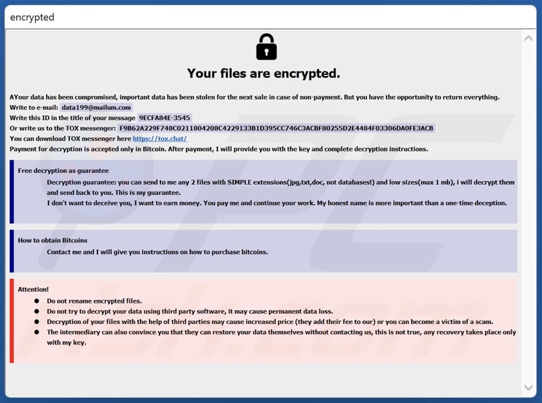 Notatka z żądaniem okupu ransomware FORCE (info.hta)
