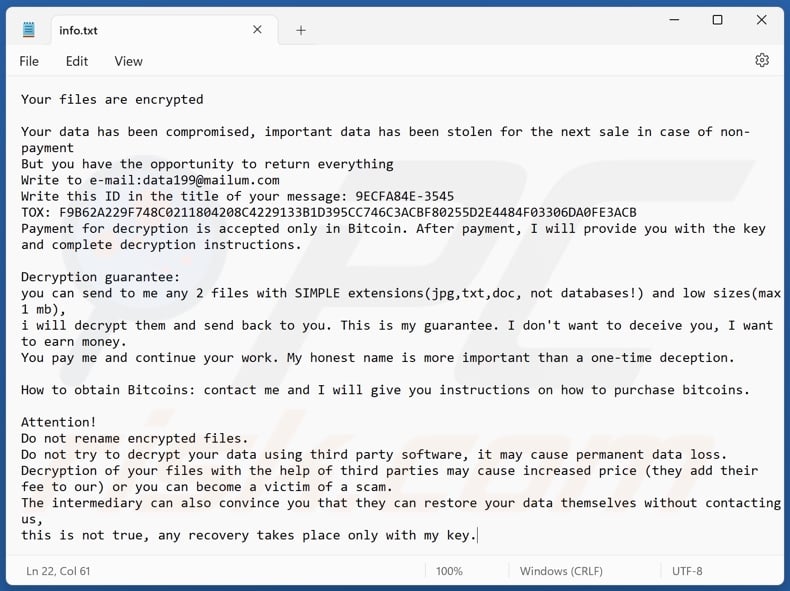 Plik tekstowy ransomware FORCE (info.txt)