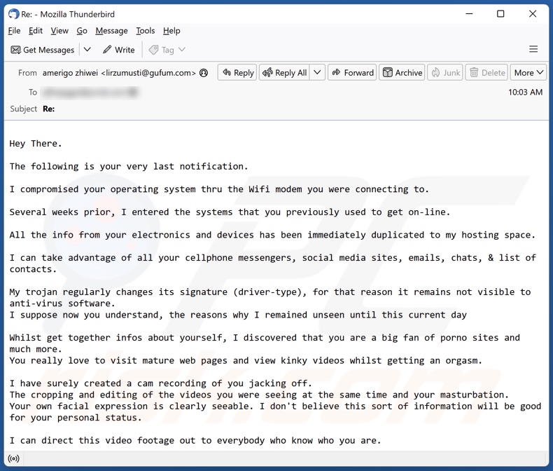 E-mailowa kampania spamowa I Compromised Your Operating System