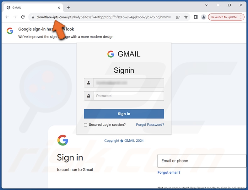 Account Protection oszukańcza wiadomość e-mail promowała witrynę phishingową