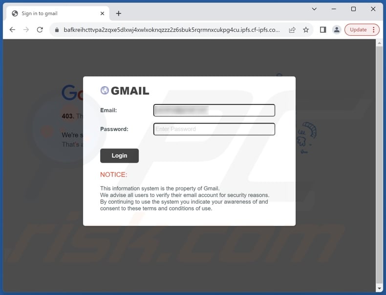 Agreement Update oszukańcza wiadomość e-mail promowała witrynę phishingową