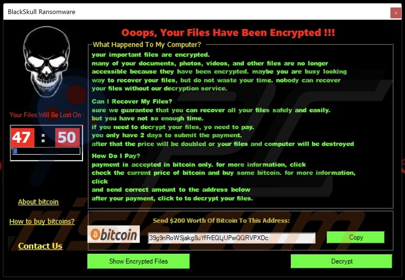 BlackSkull ransomware okup (pop-up)