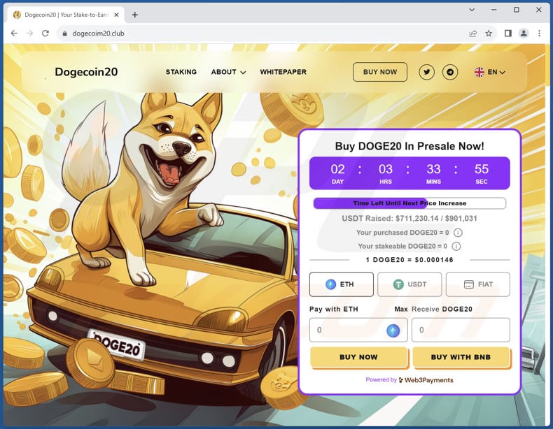 Oszustwo DOGE20 Presale