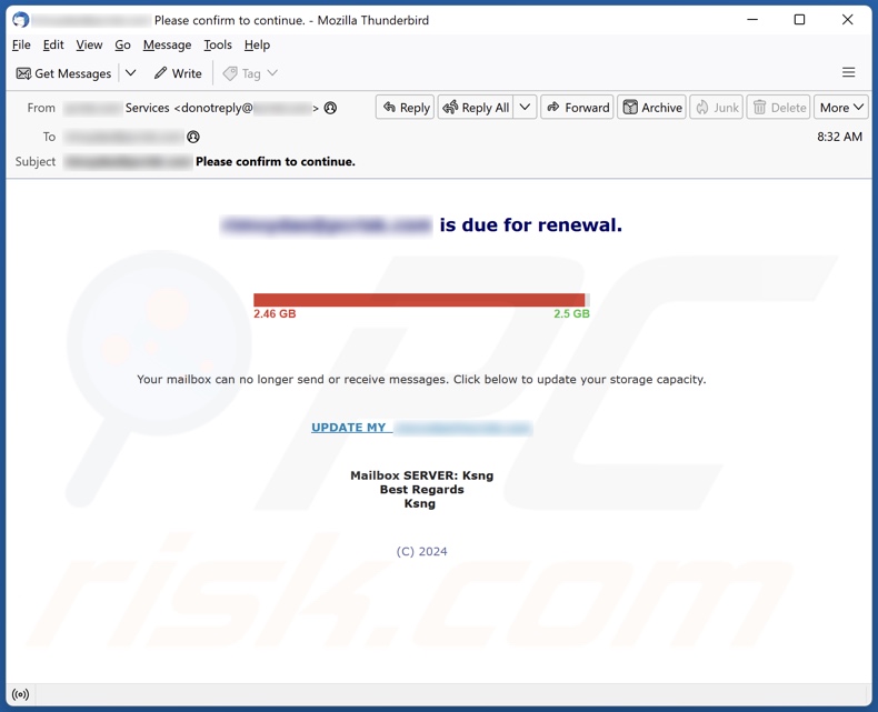E-mailowa kampania spamowa Email Is Due For Renewal