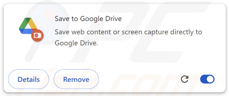 Fałszywe rozszerzenie przeglądarki Save to Google Drive