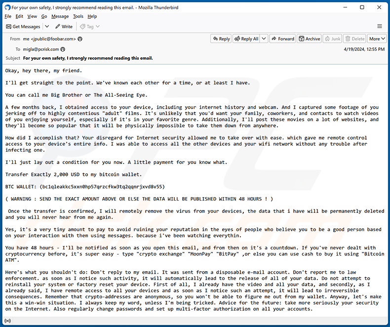 I Want To Get Straight To The Point email scam (2024-04-23)