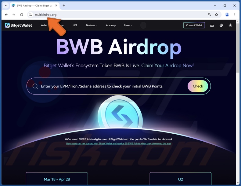 Bitget Wallet (BWB) Airdrop oszustwo