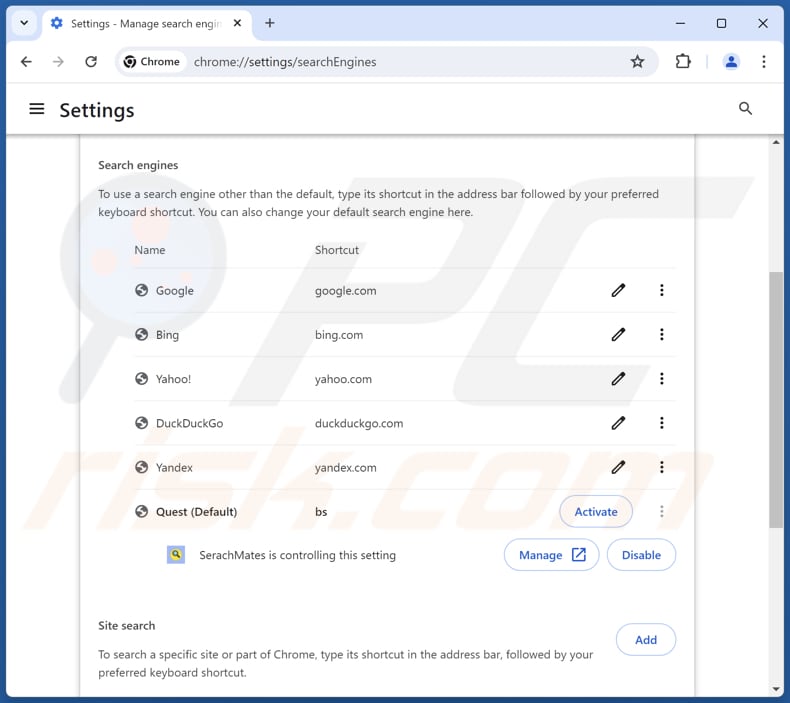 Usuwanie finditfasts.com z domyślnej wyszukiwarki Google Chrome