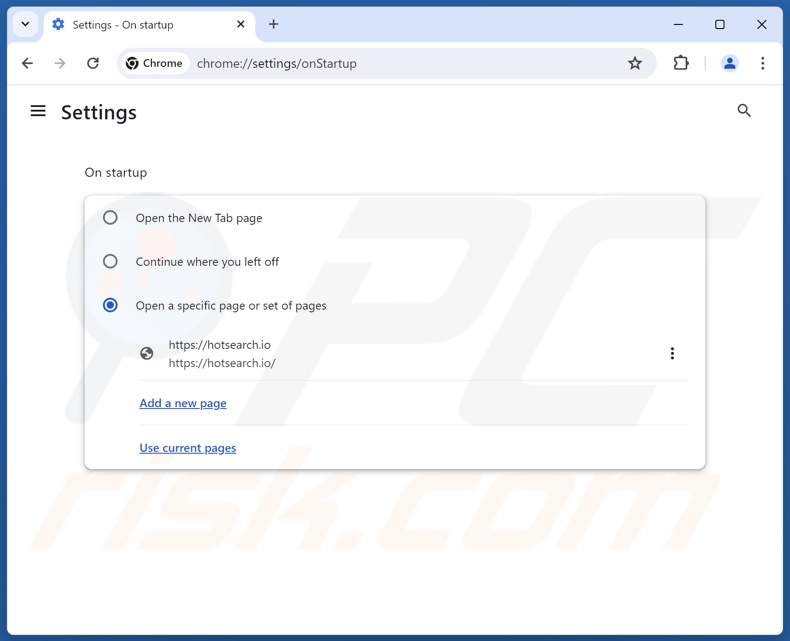 Usuwanie hotsearch.io ze strony głównej Google Chrome