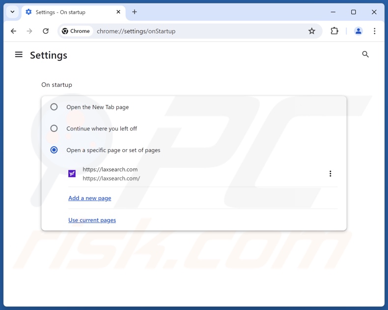 Usuwanie laxsearch.com ze strony głównej Google Chrome