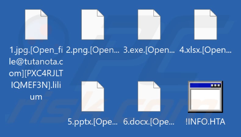 Pliki zaszyfrowane przez Lilium ransomware (rozszerzenie .lilium)