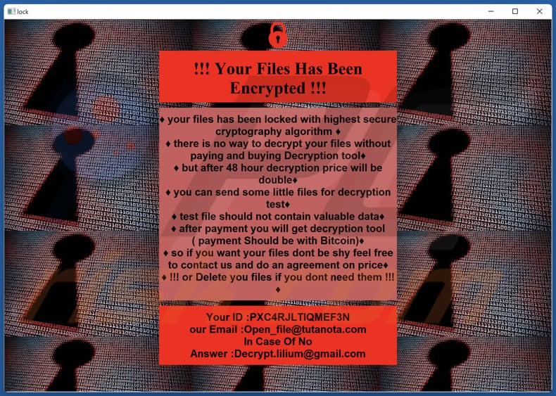 Lilium ransomware okup (!INFO.HTA)
