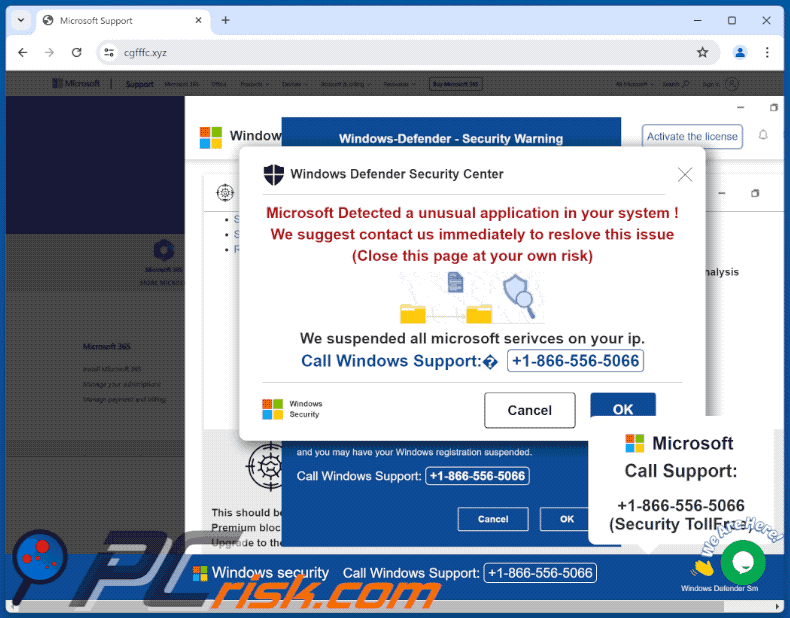 Pojawienie się oszustwa Microsoft Detected A Unusual Application In Your System